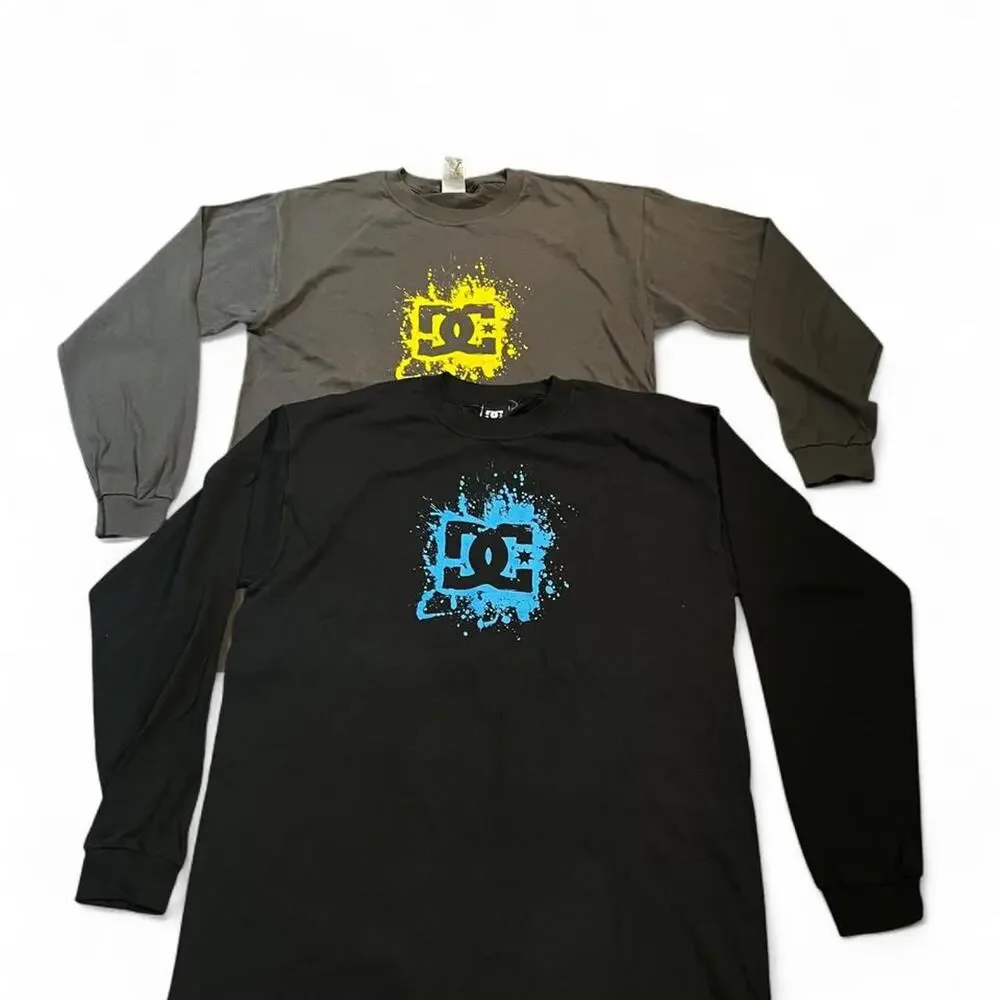 DC Shoes Vintage Splash Splatter  2pc Long Sleeve T-shirt Bundle, Size Large